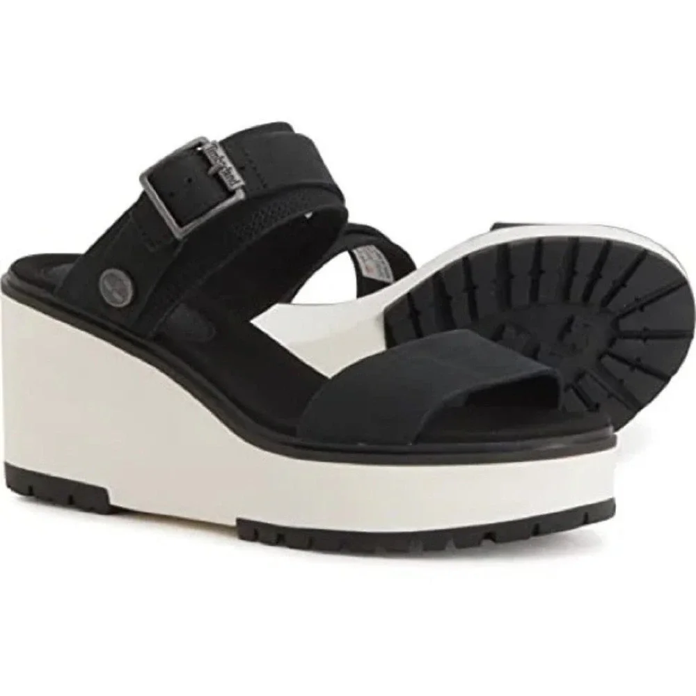 Timberland New Size‎ 9M Koralyn Sporty Wedge Sandals in Nubuck Black